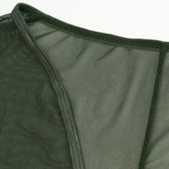 Army Green Sheer Floor Length Robe Long Moss Olive Maxi Dress Layer Deep V New - Picture 6 of 10